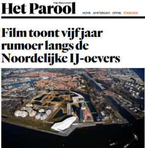 parool over Van Wie is het IJ Van Wie is de stad film vertoning geWoonboot vergaderlocatie